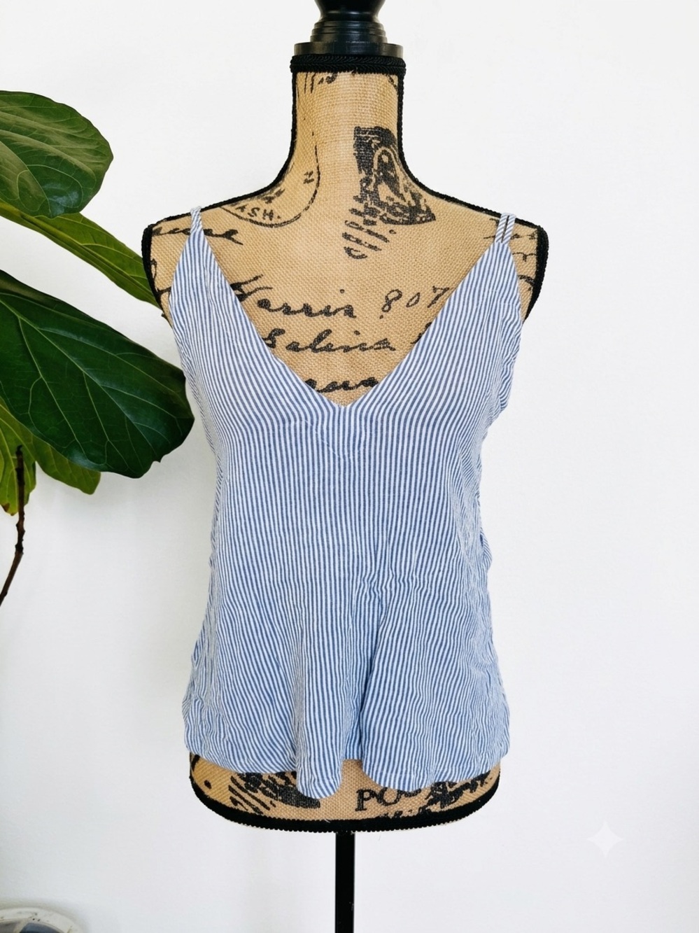 Lulu's Blue & White Striped V-Neck Cami